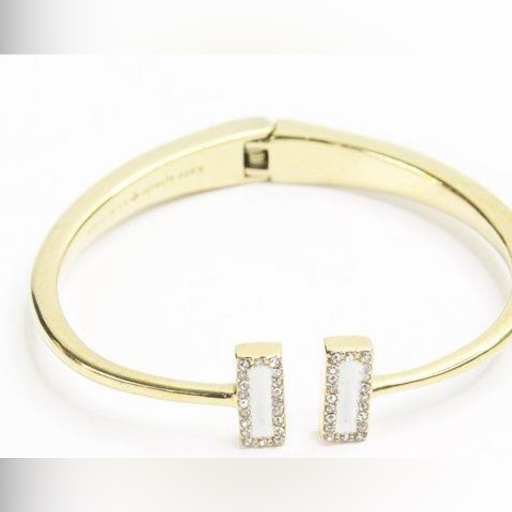 KATE SPADE Raising The Bar Women's Yellow Gold Tone Cuff Bracelet Crysta… 3127